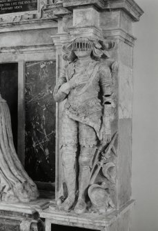 Interior.
Monument to George Home, 1st Earl of Dunbar (d.1611), detail of Knight on right side.