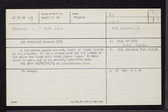 Mains of Forglen, NJ65SE 17, Ordnance Survey index card, page number 1, Recto