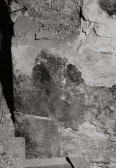 Interior.
Detail of ground floor N wall showing window jamb.