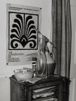 Interior.
View of Edinburgh New Town Conservation Committee poster in first floor staircase hall.