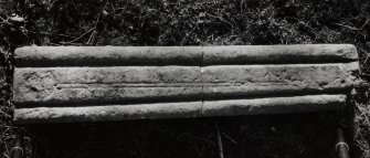 View of incised medieval grave slab.