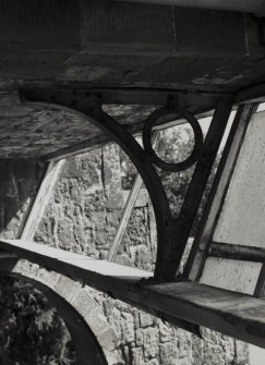 Detail of cast iron canopy support of stable block.