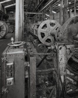 Interior.
View of ropery from WNW of cradle sections and control box of dual-purpose closing/stranding machine (D15).