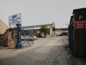 View from N of gates to Rope Works, with Ropery in background.