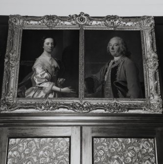 Interior.
Detail of double portrait of Janet Dalrymple by Allan Ramsay and her husband General James Sinclair by Nottier in the Green bedroom.