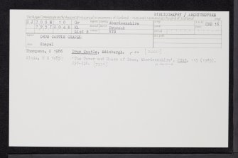 Drum Castle, Chapel, NJ70SE 10, Ordnance Survey index card, Recto