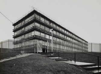 Glasgow, Castlemilk Drive, Grange Secondary School.
View of five storey block from ESE.