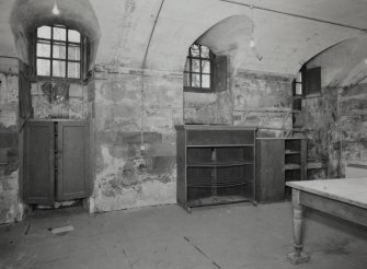 Interior. Basement. View of old kitchen from E
