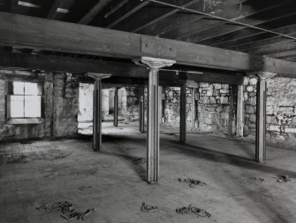 Glasgow, 65-73 James Watt Street, Warehouses, Interior.
General view of fourth floor showing exposed masonry and North-Wing of warehouse from South-East.