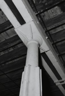 Glasgow, 65-73 James Watt Street, Warehouses.
Detail of column head and under-side of wooden-floor, viewed from ground floor.