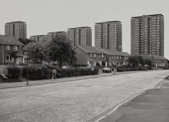 Glasgow, Lincoln Avenue Estate.
General view of Point blocks from North-East.