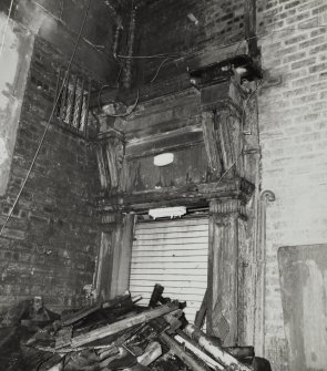 View of doorway, Glasgow Herald Building, Glasgow, in pend behind Mitchell Street.