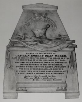 Interior.
Detail of Werge memorial in All Souls Chapel 1843, pre-daing the church.