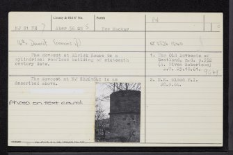 Elrick House, NJ81NE 7, Ordnance Survey index card, Recto