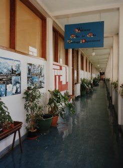 View of first floor Biology corridor from North