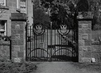 Detail of garden gates with double headed eagle.