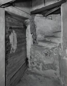 Interior. 
Ground floor detail of early 17th century door to the partial Southeast stair.