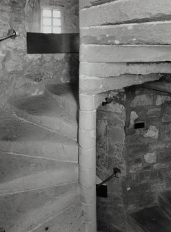 Interior. Detail of stone spiral staircase