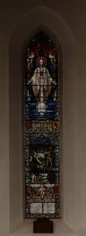 Interior.
View of NW stained glass window.