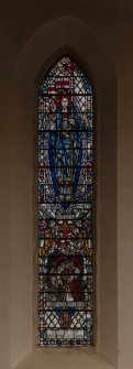 Interior.
View of NE stained glass window.