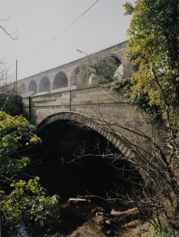 View from N showing single arch, with Newbattle Viaduct in the background
