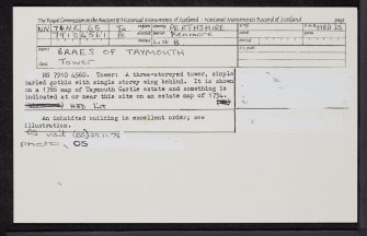 Braes Of Taymouth, NN74NE 65, Ordnance Survey index card, Recto