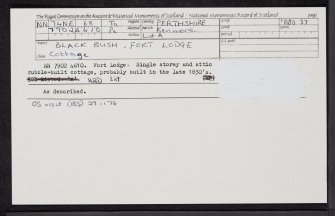 Black Bush, Fort Lodge, NN74NE 68, Ordnance Survey index card, Recto