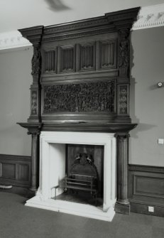 Interior.
Detail of billiard room fireplace, basement.