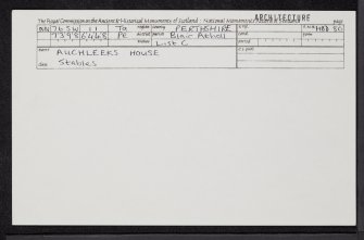 Auchleeks House, NN76SW 11, Ordnance Survey index card, Recto
