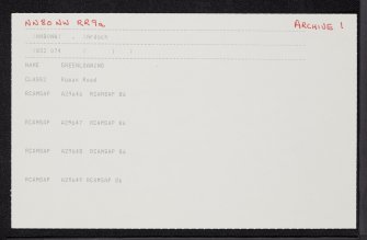 Greenloaning, NN80NW RR 9a, Ordnance Survey index card, page number 1, Recto