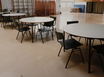 Interior.
Detail showing chairs and tables in study/dining area.