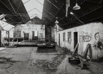 Newtongrange, Lady Victoria Colliery, Smithy
Smithy: interior view from west, showing bothy/WC range (right)