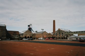 View of colliery surface buildings from SE, showing Phase 3 of the Scottish Mining Museum development nearing completion