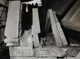 Detail of window pediment under repair