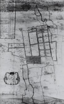 Photographic copy of drawing showing estate plan.