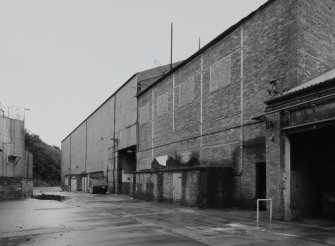 View from NNE showing part of central paper mill production block, with new pulper shed beyond (formerly esparto grass store)