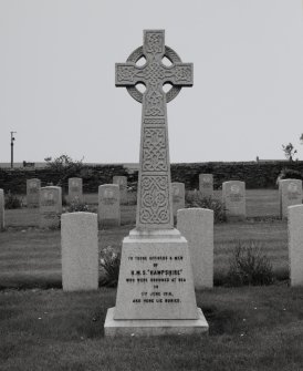View from E of memorial to officers and men of H.M.S. Hampshire, drowned at sea on 5 June 1916.
