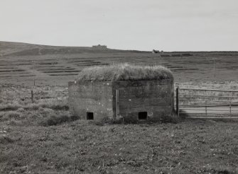 View from E of S pillbox, hut platforms and Wee Fea radar station.