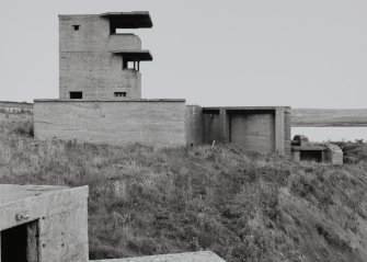 View of observation post and twin 6 pounder gun emplacement from W with part of west 12 pounder gun-emplacement