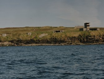 Searchlights, gun emplacement and battery observation post, view from sea to S