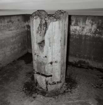 Interior view in Battery Observation Post showing remains of plinth for rangefinder.