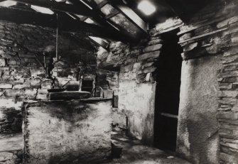 Interior.
Kitchen, general view, showing neuk bed recess in S wall.