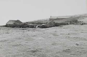 General view of 'Neibister' (former croft with house - named on current 1:10000 map as 'Nebister'), to S of steading (HY 64NW 44.01) from SE