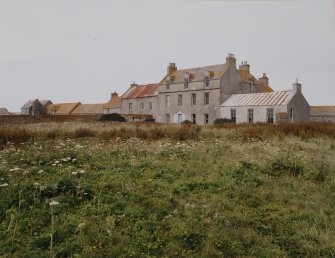 Scar Steading: General view of housing and steading from S
