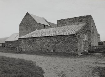Scar Steading: View of dovecot and drying kiln from W