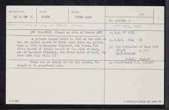 Gask House, NN91NE 16, Ordnance Survey index card, Recto