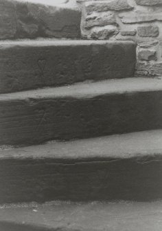 Interior.
Main stair, detail of mason's marks.