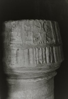 Interior.
Main stair, detail of carved newel.