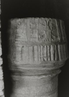Interior.
Main stair, detail of carved newel.