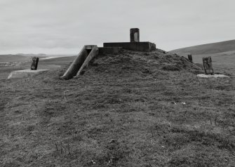 View of S bunker from NW with remains of wooden mast.